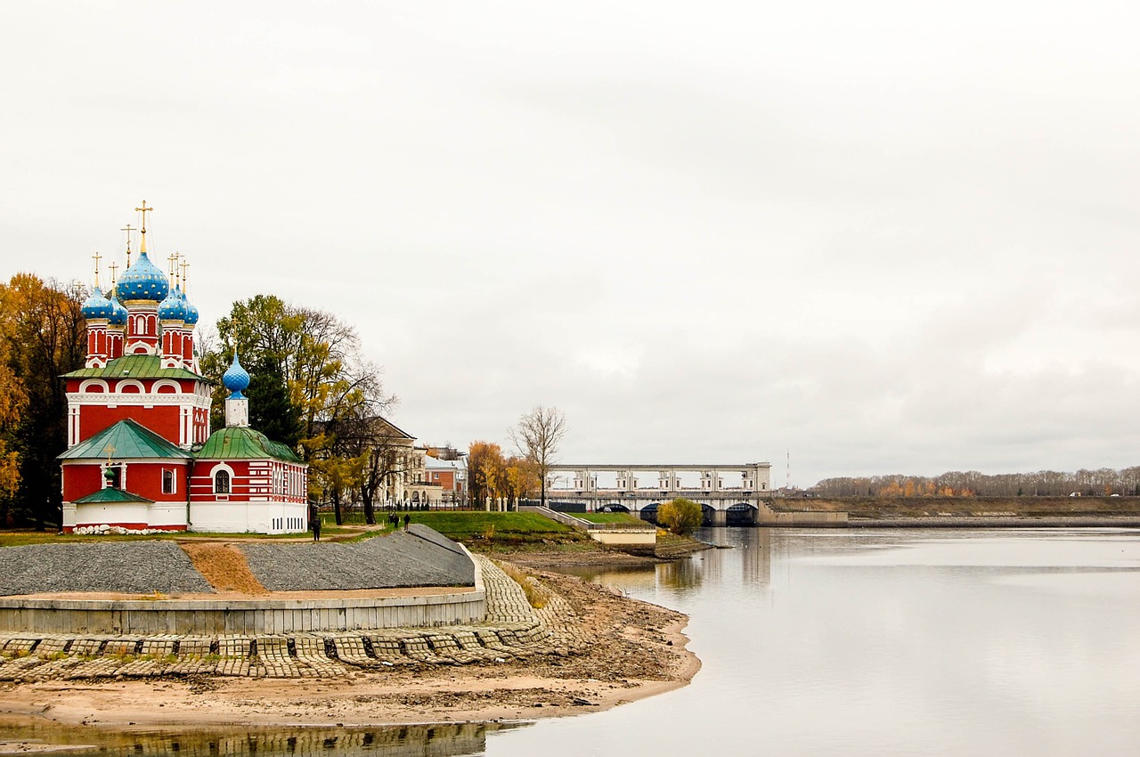 Architektūra, Bažnyčia, Nuorodos Taškas, Kraštovaizdis, Upė, Pavasaris, Volga, Kremlius, Uglich, Miestas