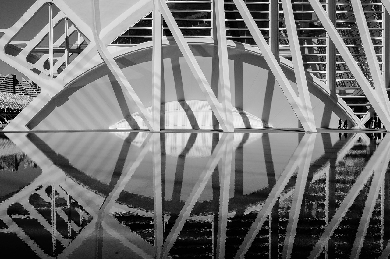 Architektūra, Santiago Calatrava, Atspindys, Vanduo, Tvenkinys, Miestas, Turizmas, Ispanija, Valensija, Meno Miestas