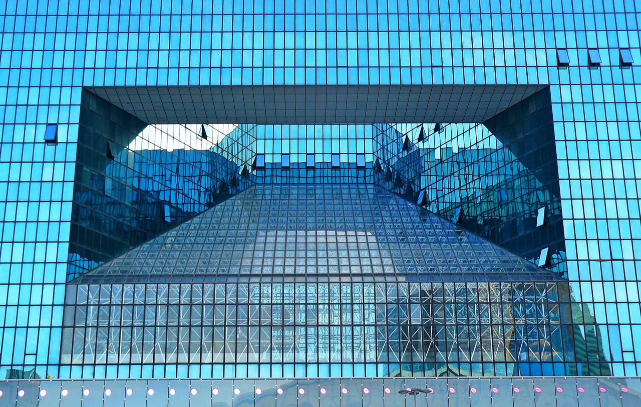 Architektūra, Paris, La Défense, Fasadas, Dangoraižis, Futuristinis, Šiuolaikiška, Pastatas, Langas, Lichtspiel