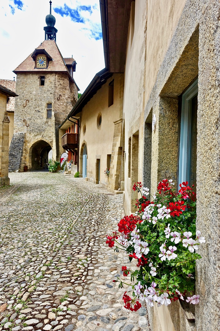 Architektūra,  Šveicarija,  Senas,  Namas,  Kaimas,  Gėlės,  Gatvės Laukas,  Brangakmeniai,  Viduramžių,  Fasadas