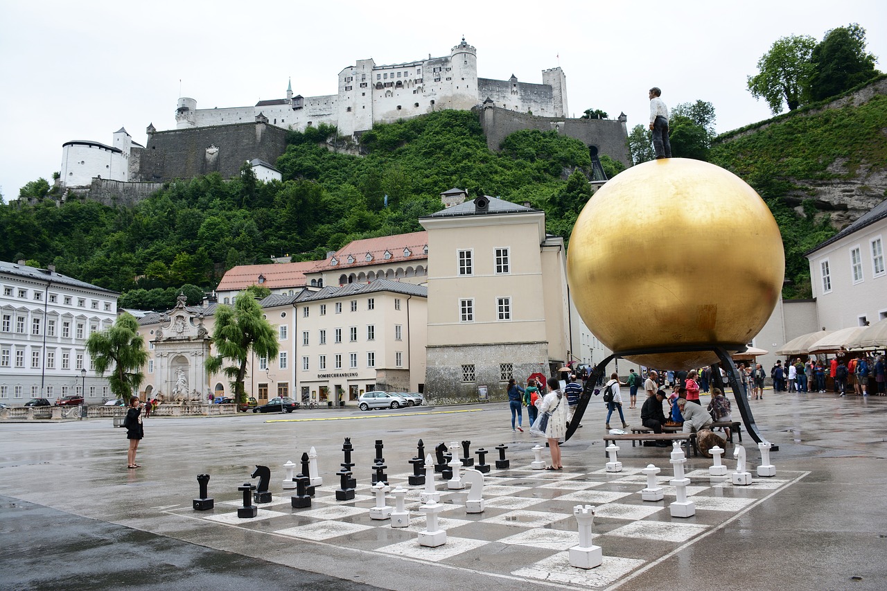 Architektūra,  Miestas,  Vanduo,  Turizmas,  Kelionė,  Salzburg,  Austria,  Pilis,  Kalnas,  Kelionė