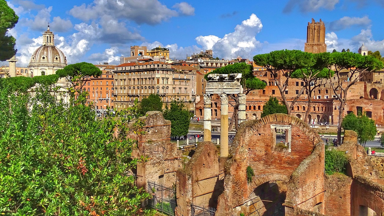 Architektūra,  Miestas,  Panorama,  Kelionė,  Metai,  Italija,  Roma,  Foro Romano-,  Dangus,  Senovė