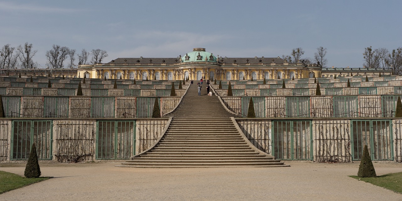 Architektūra,  Sodas,  Terasa,  Schloss,  Rūmai,  Potsdamas,  Sanssouci,  Geometrija,  Simetrija, Nemokamos Nuotraukos