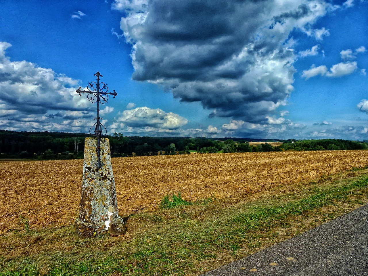 Ardennes, France, Kirsti, Dangus, Debesys, Kraštovaizdis, Vaizdingas, Laukas, Kelyje, Religija