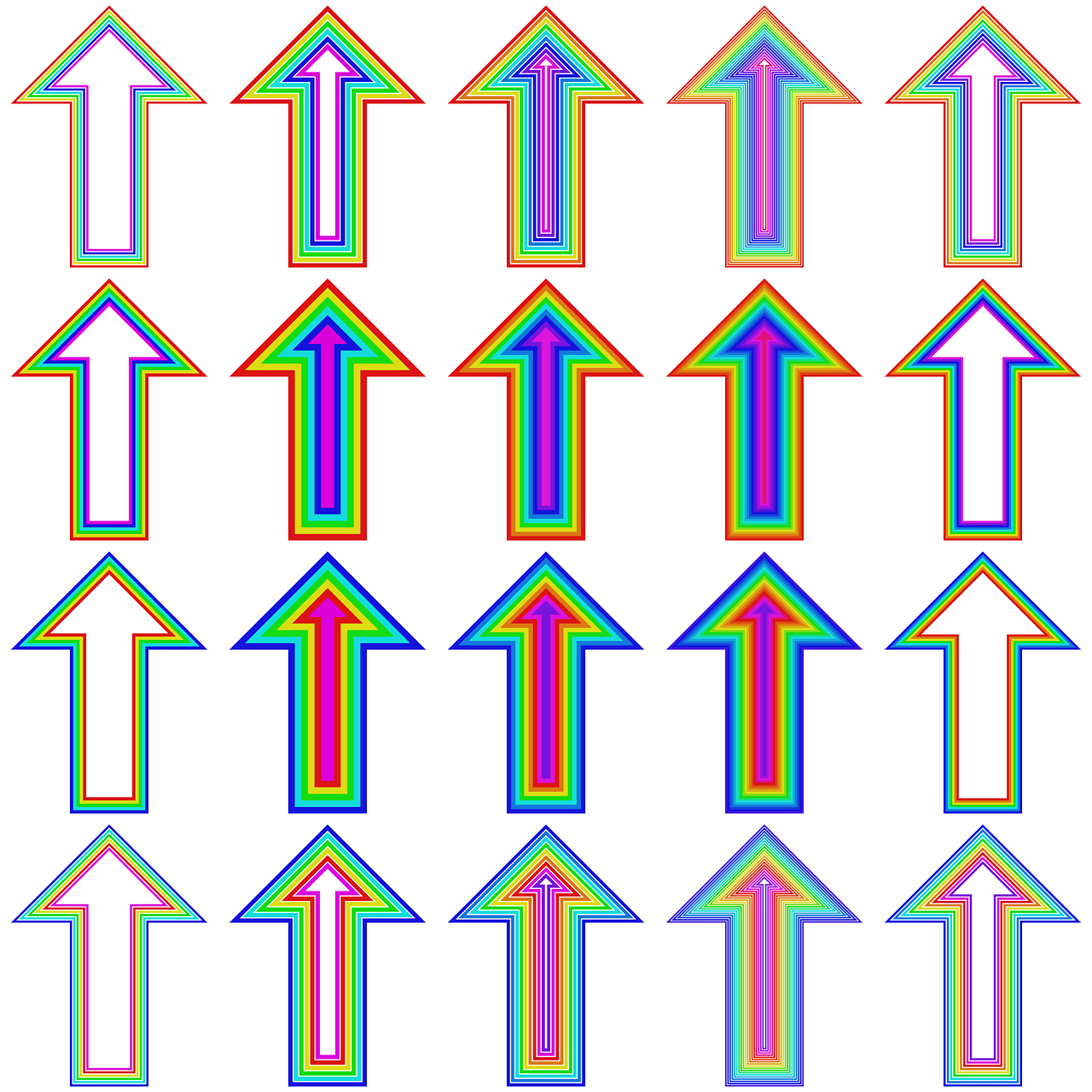 Rodyklė, Nustatyti, Linija, Vaivorykštė, Rodyklių Rinkinys, Kryptis, Aukštyn, Aukštyn, Persiųsti, Atgal