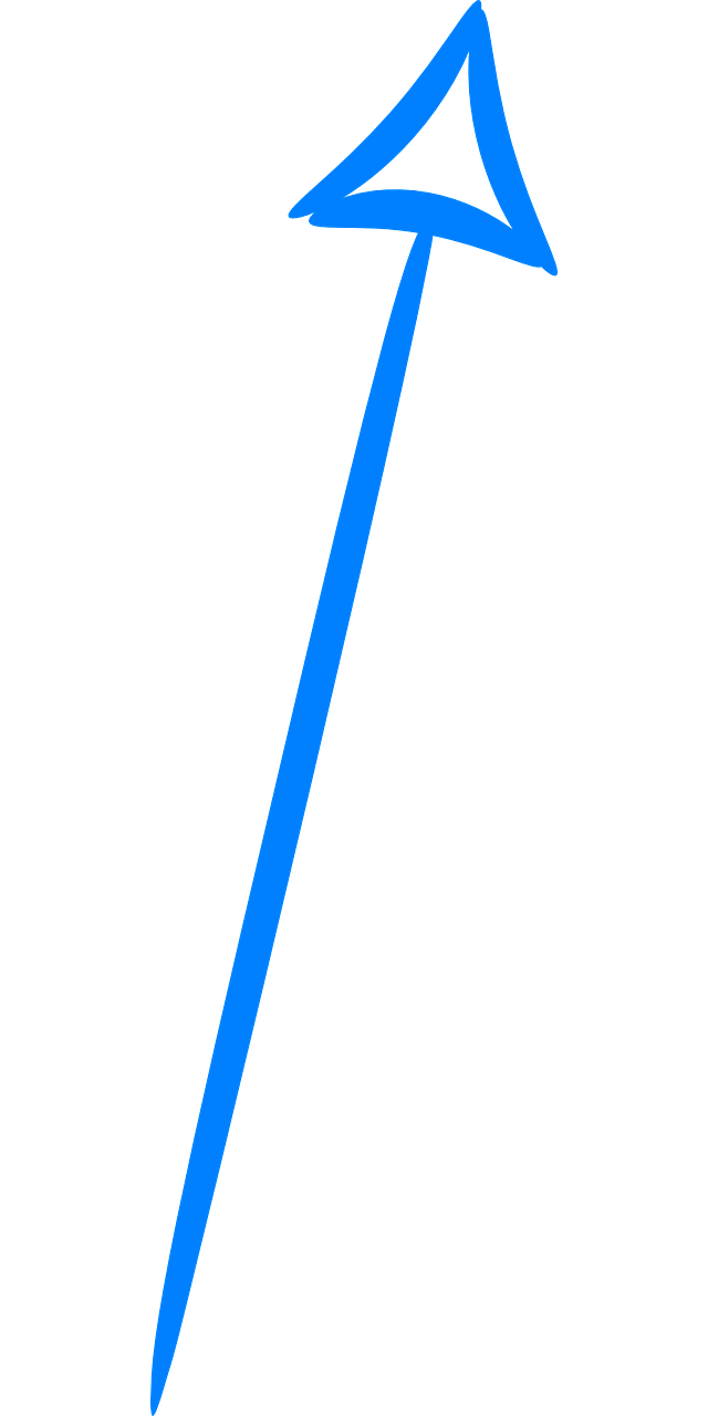 Rodyklė, Aukštyn, Mėlynas, Handdrawn, Nurodant, Kryptis, Eskizas, Kelias, Vadovavimas, Nemokama Vektorinė Grafika