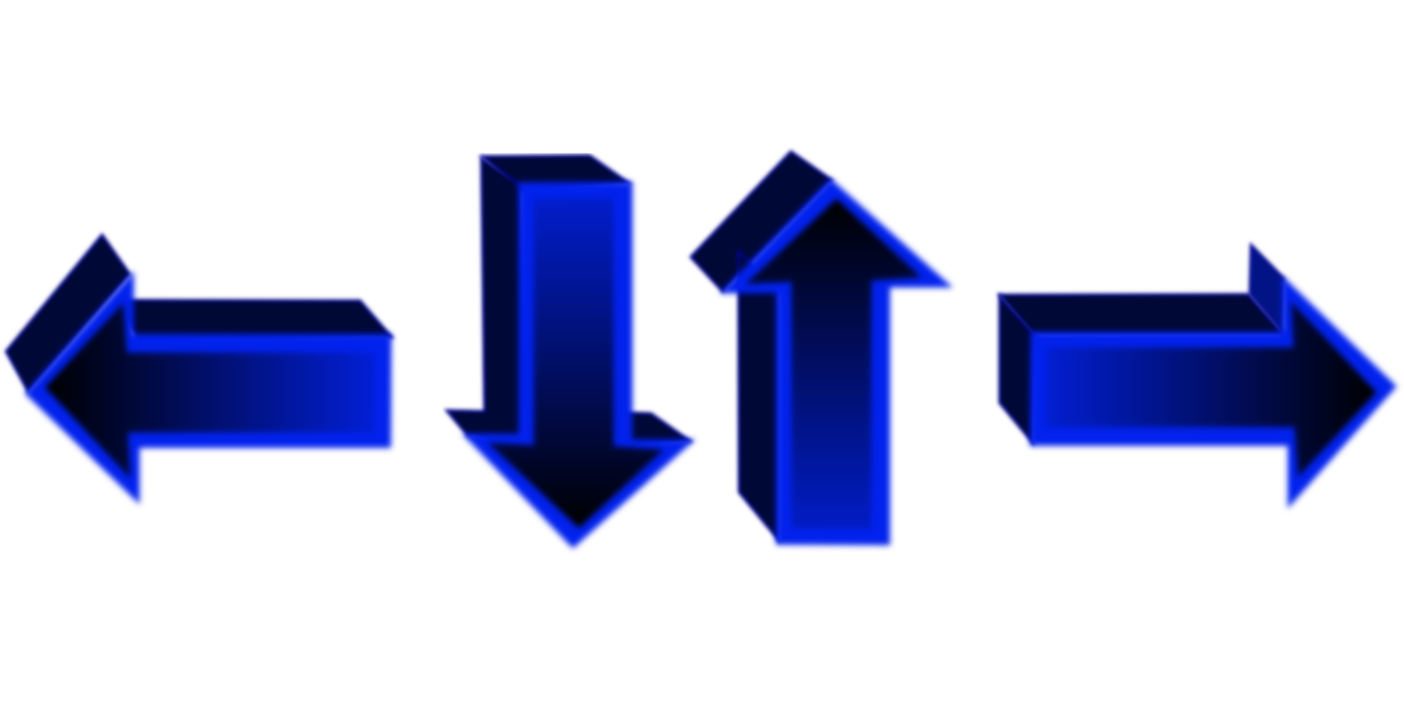 Strėlės, Kryptis, Aukštyn, Žemyn, Kairėje, Teisingai, Mėlynas, Piktogramos, Nemokama Vektorinė Grafika, Nemokamos Nuotraukos