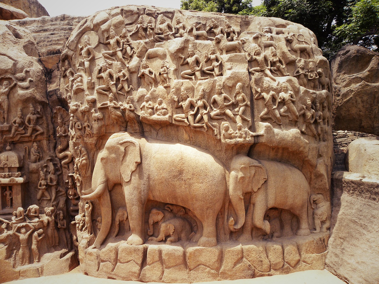 Menas, Rokas, Drožyba, Dramblys, Skulptūra, Cyril, Mamallapuramas, Mahabalipuramas, Tamil Nadu, Indija