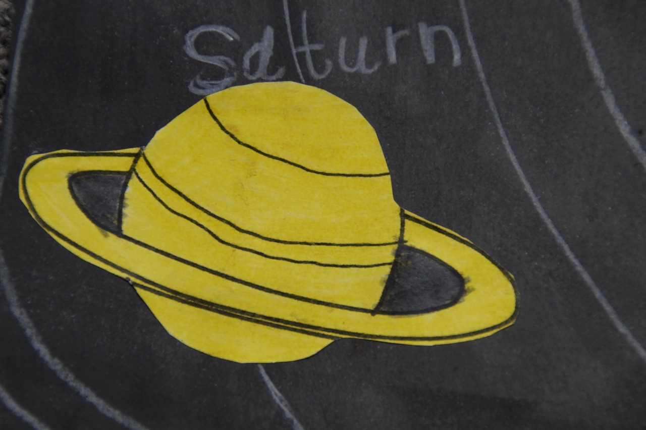 Menų Klasė, Saturn, Dažytos, Lenta, Mokykla, Erdvė, Vaikas, Planeta, Saulės Sistema, Visata
