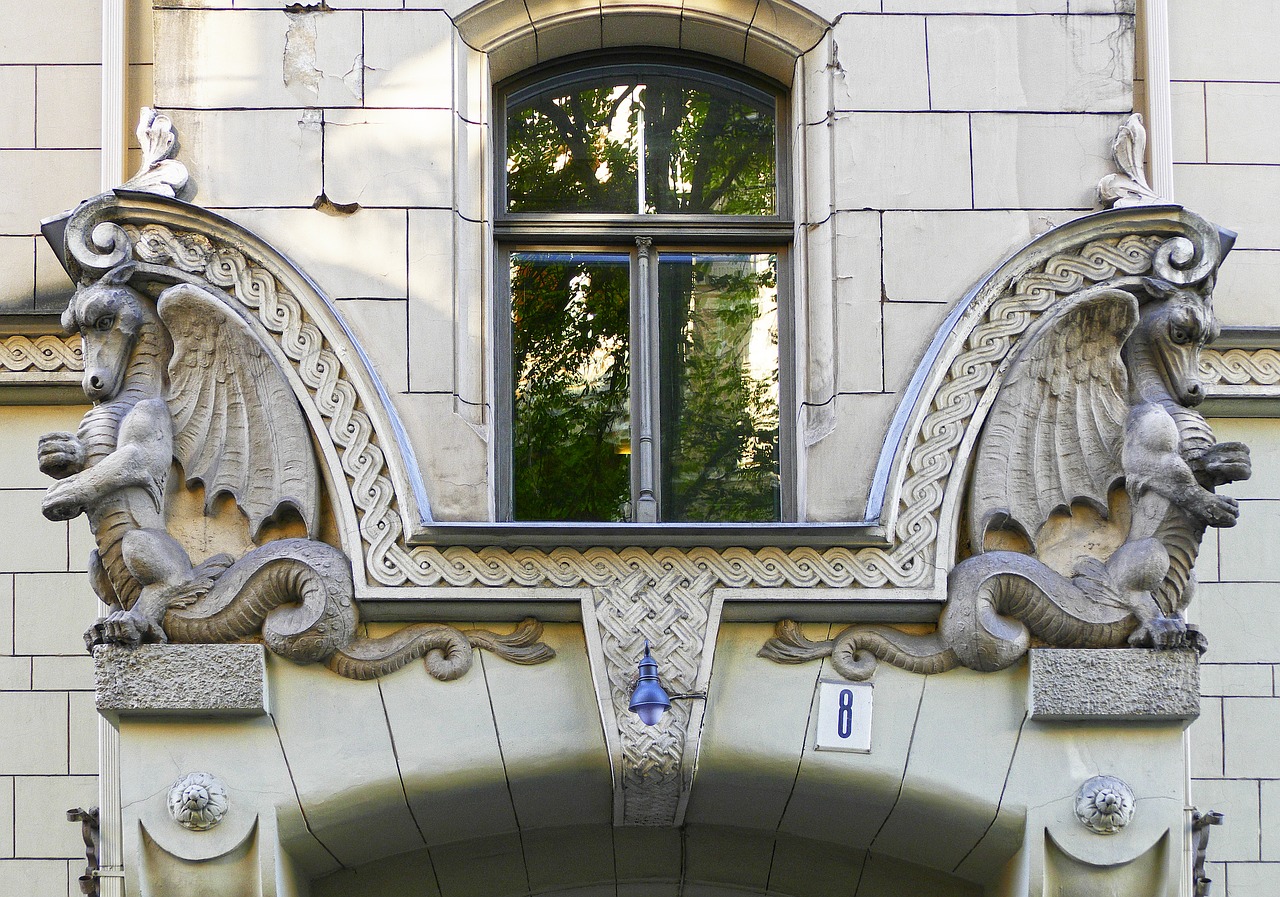 Art Nouveau, Fasadas, Architektūra, Namo Fasadas, Pastatas, Senamiestis, Žaismingas, Žaismingumas, Atskyrėjai, Riga