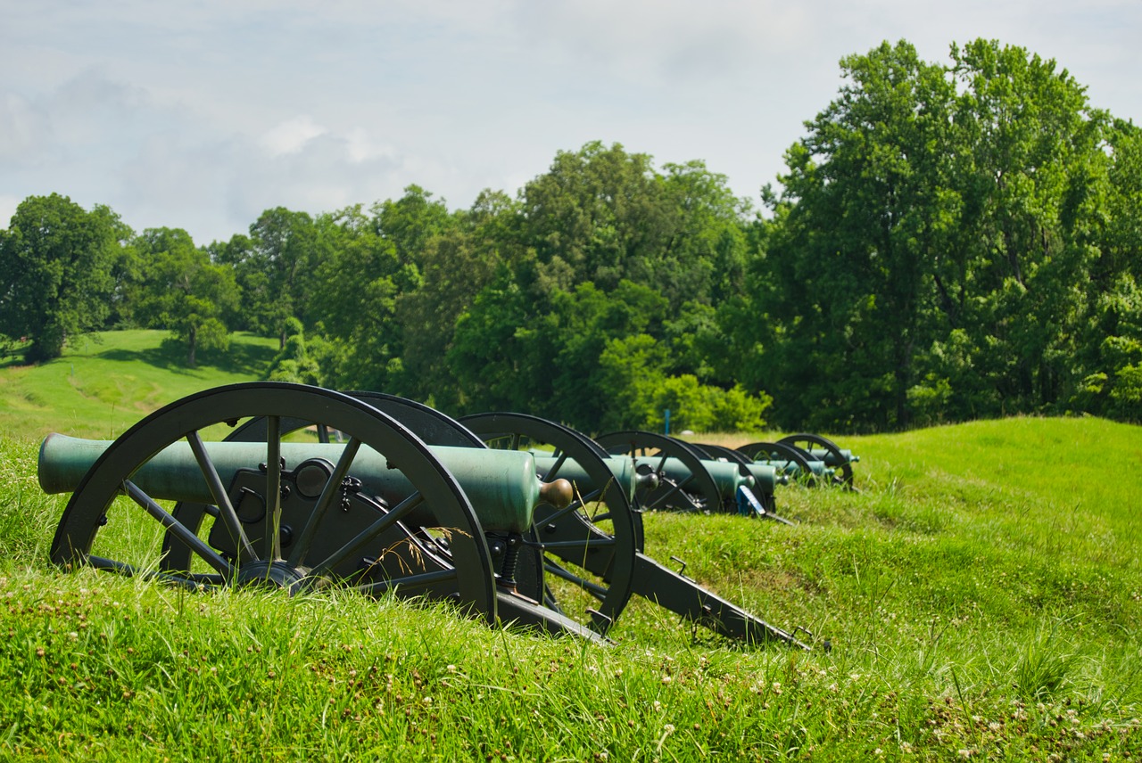 Artilerijos Pozicija,  Vicksburg,  Mississippi,  Patranka,  Medžiai,  Meadow,  Žolė,  Artilerijos,  Civilinis Karas,  Laukas