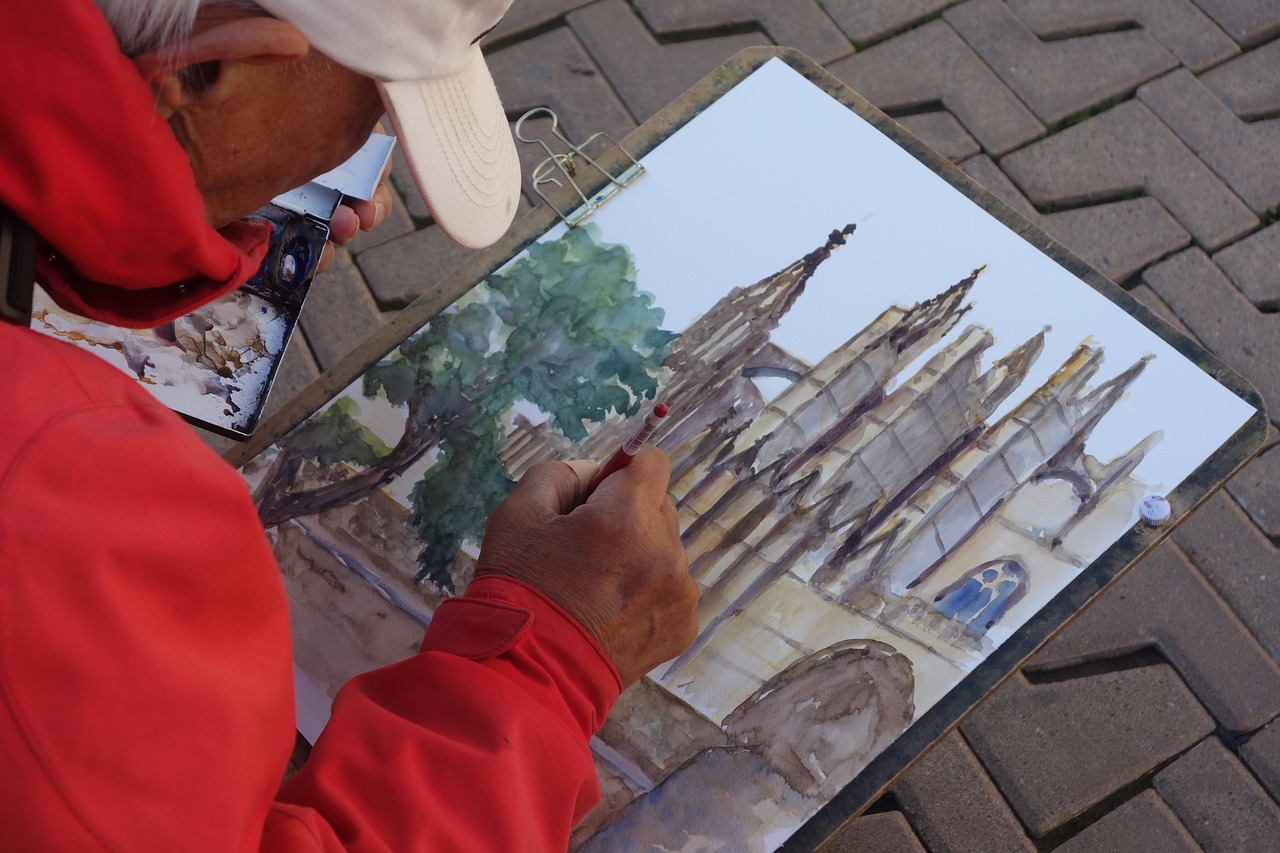 Menininkas, Dažymas, Palma, Katedra, La Seu, Akvarelė, Maljorka, Menas, Plokštė, Nemokamos Nuotraukos
