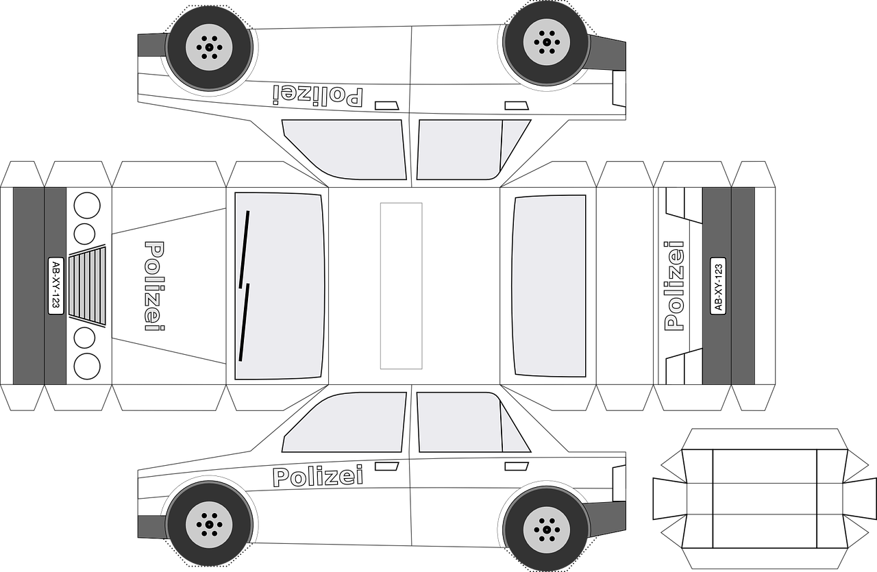 Dailės Ir Amatų Lakštai, Policijos Automobilis, Popierius, Modelis, Iškirpti, Amatai, Vaikystę, Nemokama Vektorinė Grafika, Nemokamos Nuotraukos,  Nemokama Licenzija