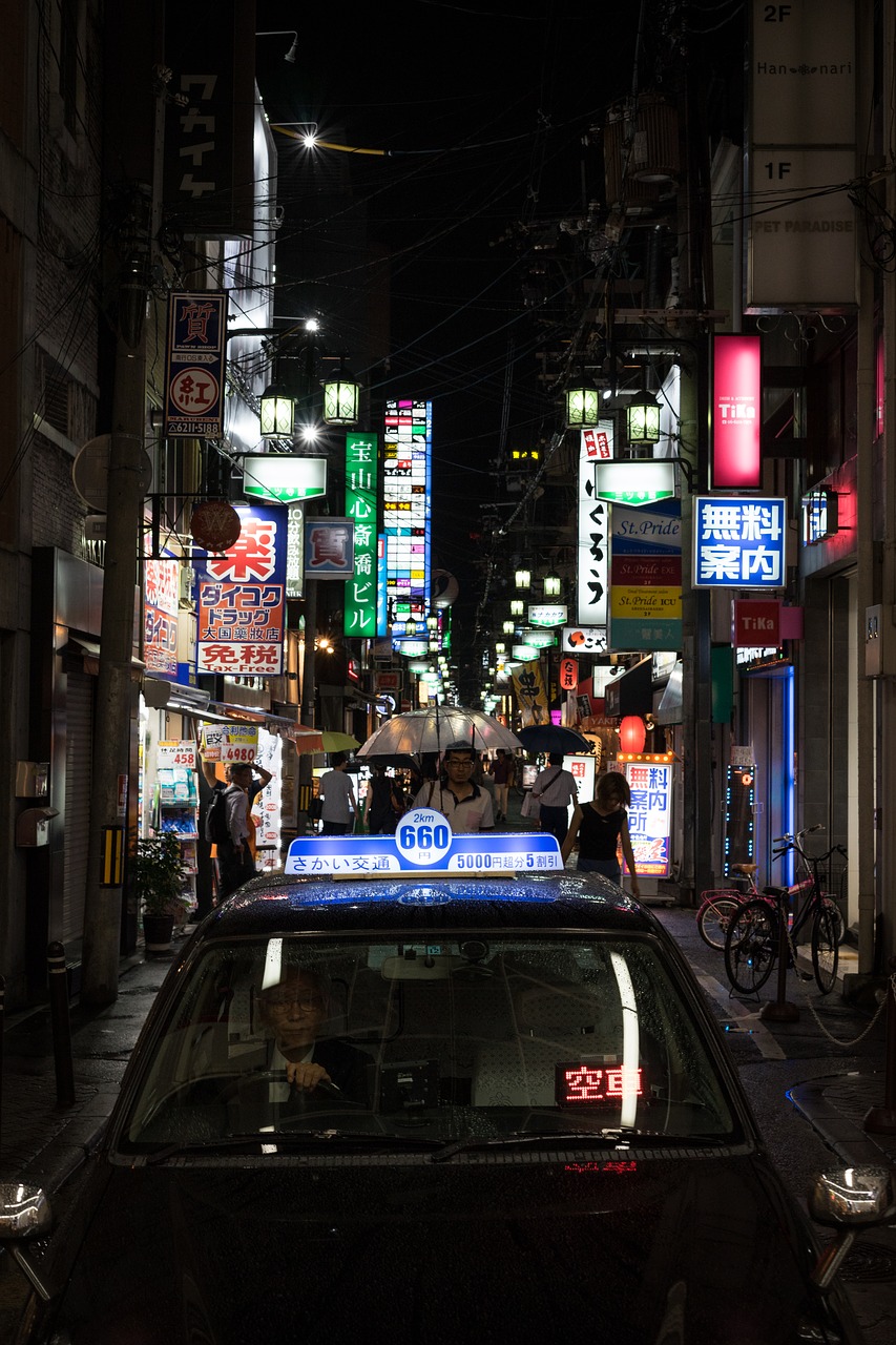 Asija, Japonija, Žibintai, Naktis, Žmonės, Gatvė, Gatvės Nuotrauka, Gatvių Fotografija, Fotografija, Nuotrauka
