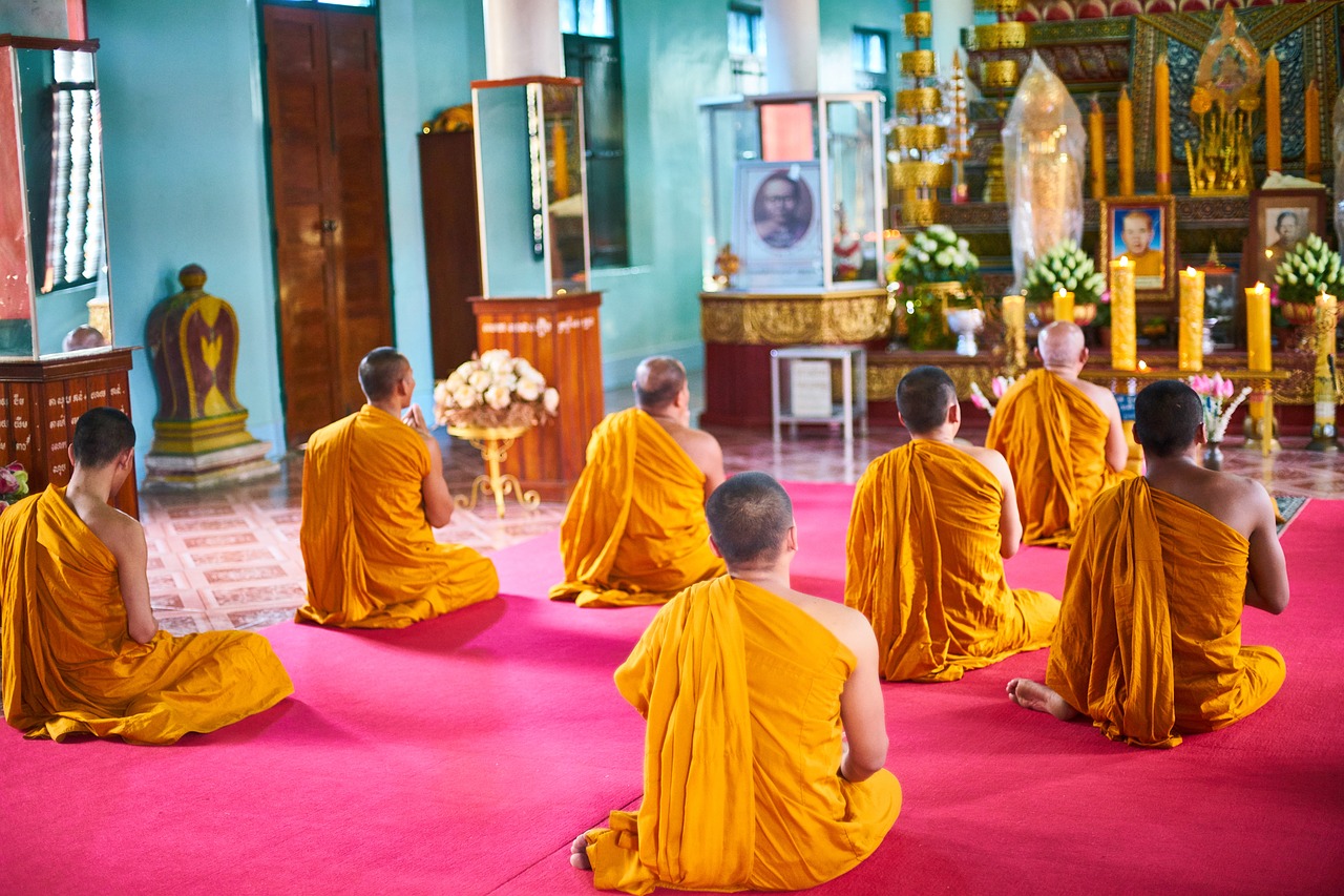 Asian, Kambodža, Budistinis, Budizmas, Tikėjimas, Kunigas, Geltona, Oranžinė, Žmonės, Šventykla