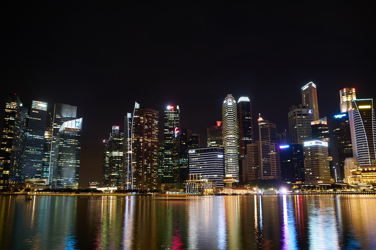 Asian, Singapūras, Aukštas, Dangoraižis, Gražus, Miesto, Architektūra, Šiuolaikinis, Kompozicija, Dizainas