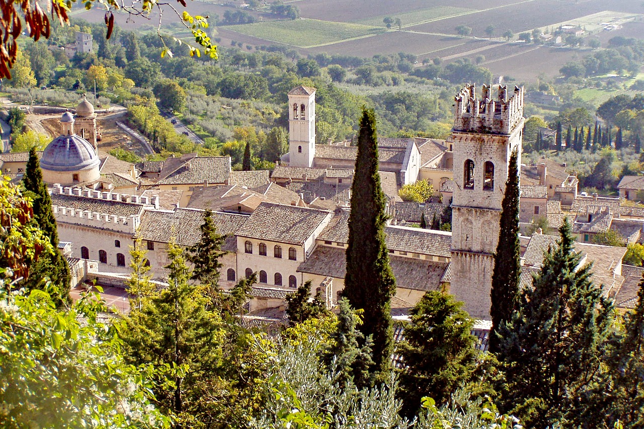 Assisi, Žmonių Bokštas, Viduramžiai, Perugia, Umbria, Italy, Rožinis Akmuo, Franciscans, Italų Gotikinė, Romaneškos Architektūros