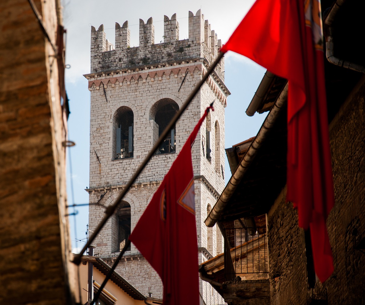 Assisi, Umbria, Torre, Vėliavos, Senas Kaimas, Nemokamos Nuotraukos,  Nemokama Licenzija