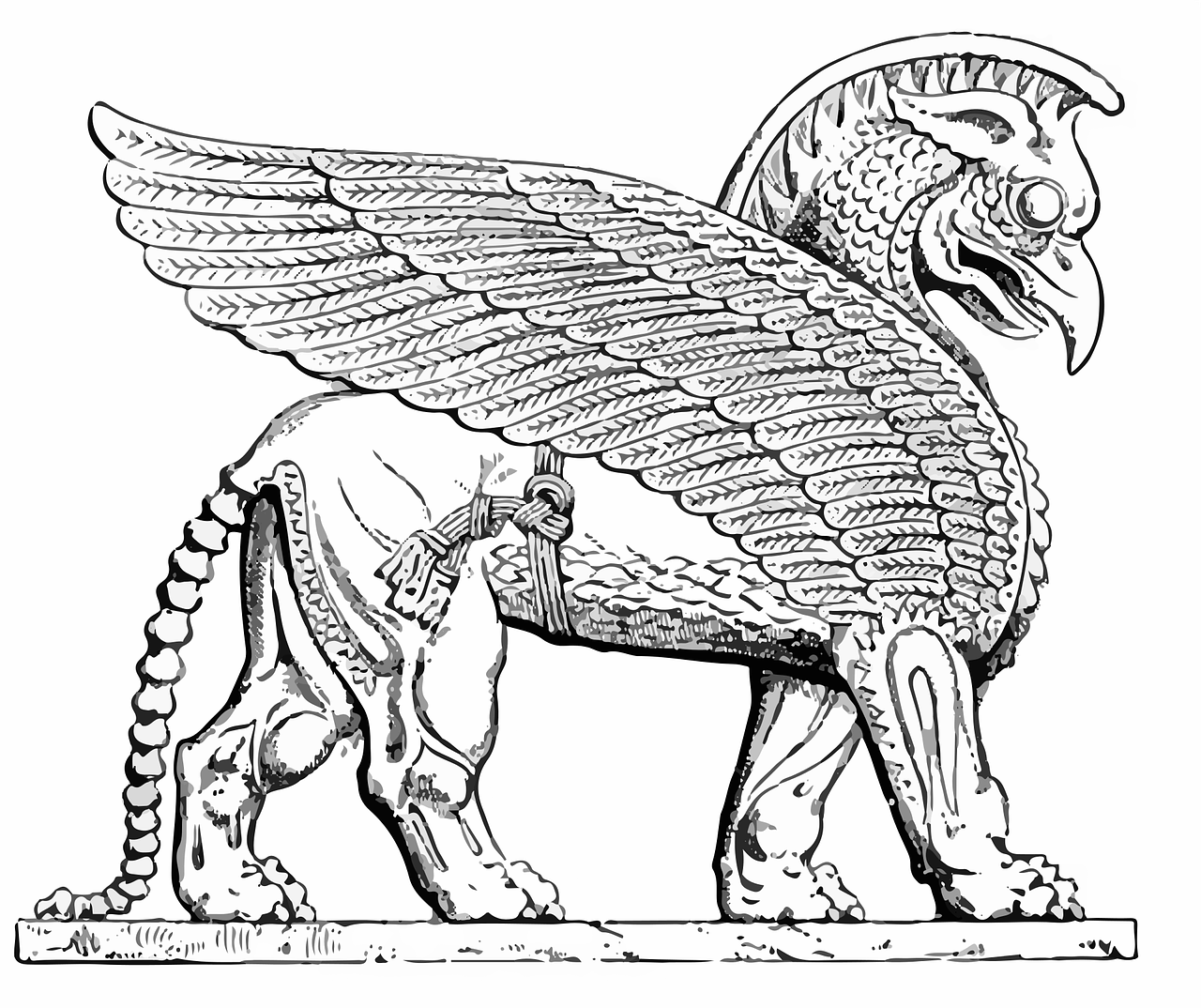 Assyrian, Būtybių, Piešimas, Fantazija, Žaidimo Turto Skambutis, Iliustratorius, Liūtas, Viduramžių, Monstras, Mitologija