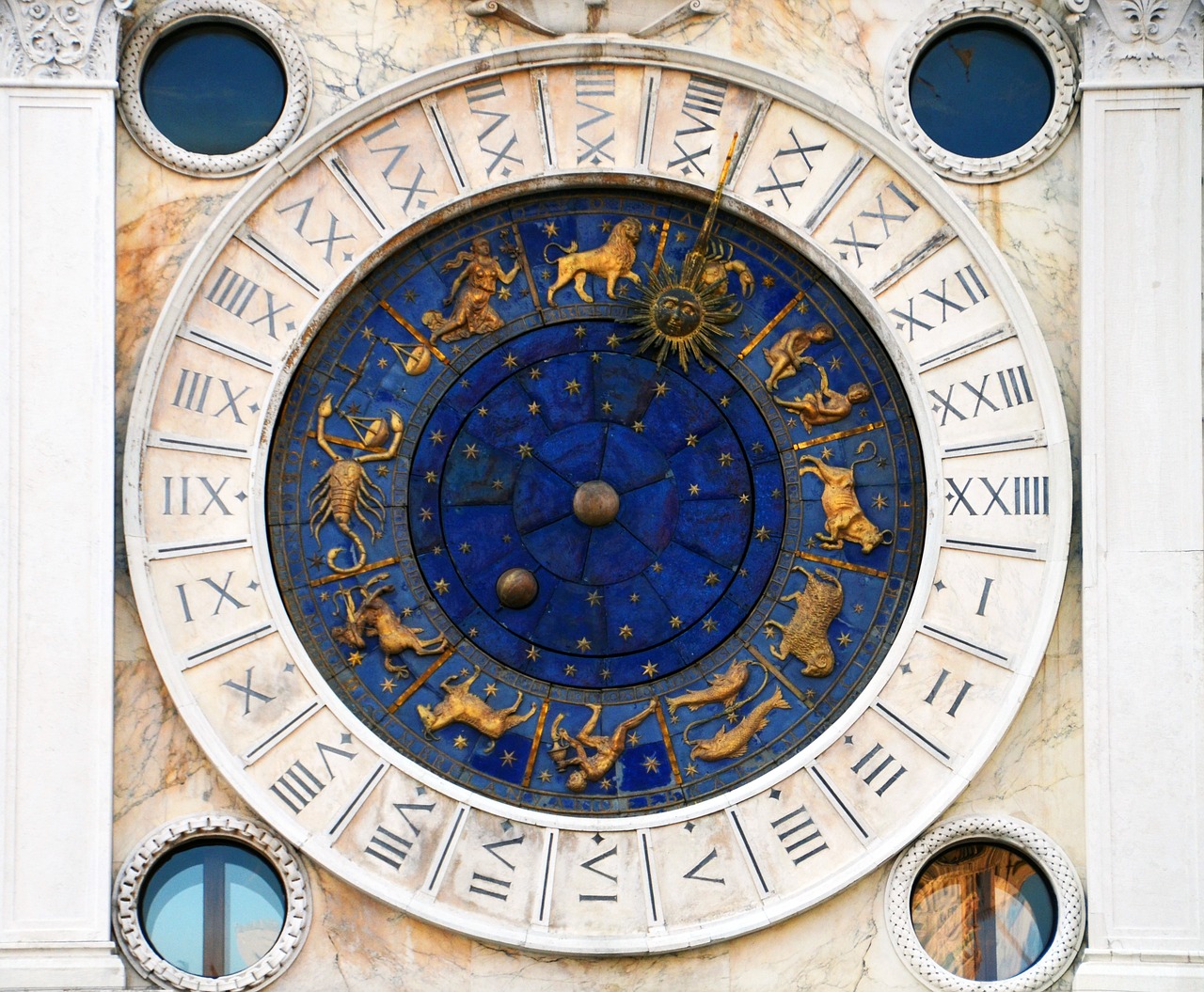 Astrologija, Zodiako Ženklas, Horoskopas, Zodiako Ženklai, Laikrodis, Surinkti, Venecija, Žymeklis, Auksas, Nemokamos Nuotraukos