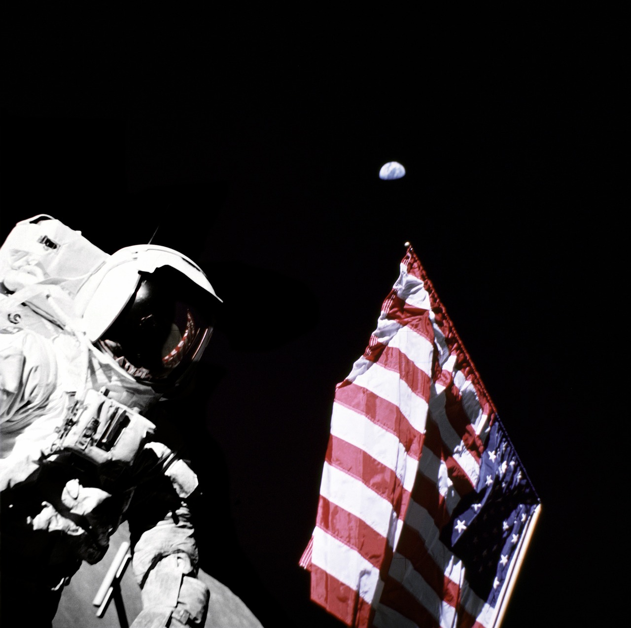 Astronautas, Mėnulis, Vėliava, Usa, Harrison Schmitt, Apollo 17, Erdvė, Misija, Tyrinėjimas, Skrydis