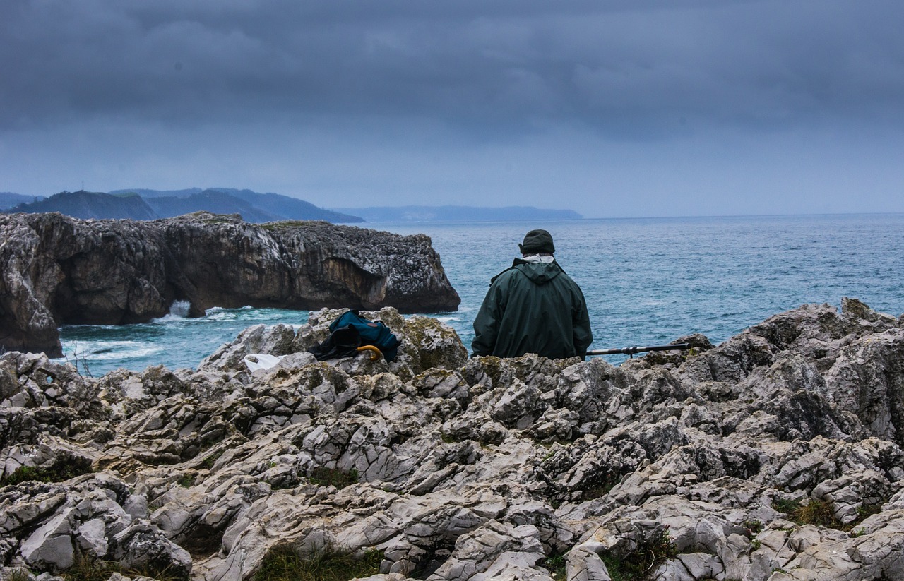 Asturias, Žvejys, Klimatas, Akmuo, Jūra, Vanduo, Biskajos Įlanka, Uolos, Žvejyba, Soledad