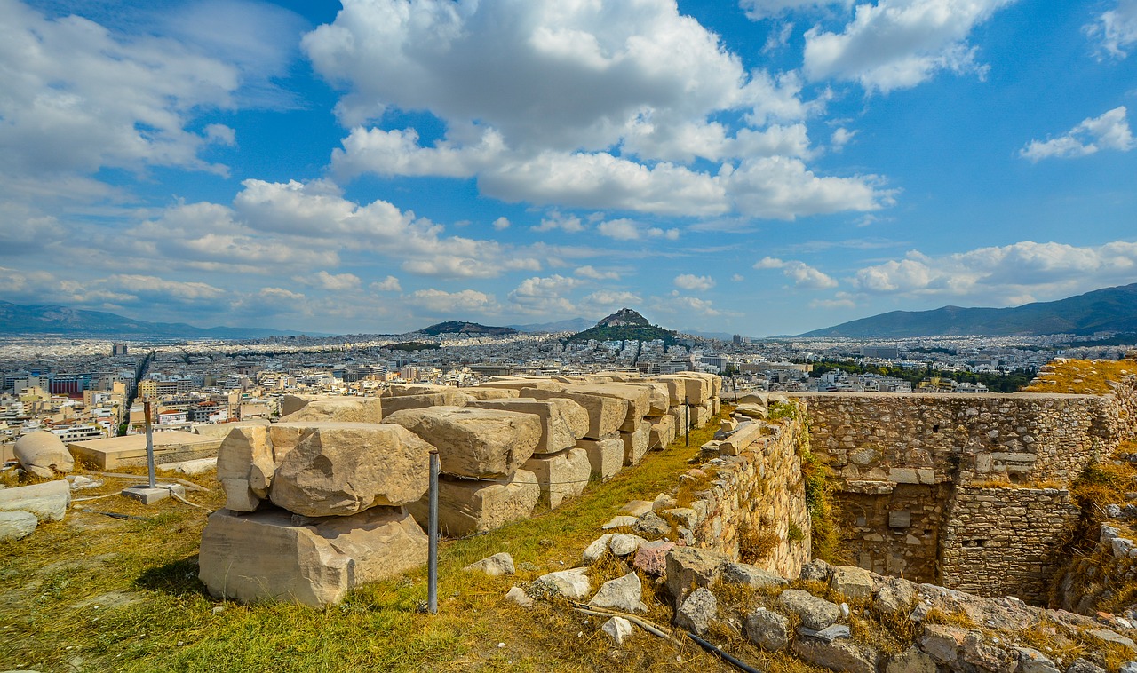 Atėnas, Akropolis, Graikija, Graikų Kalba, Partenonas, Vaizdas, Kalnas, Dangus, Griuvėsiai, Šventykla
