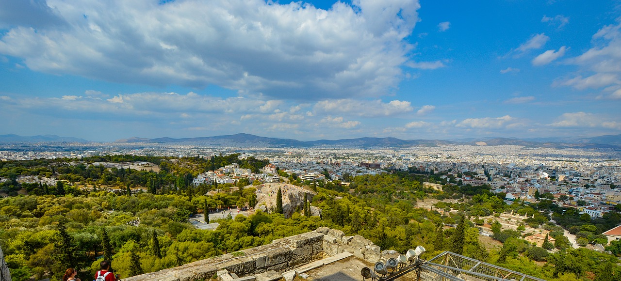 Atėnas, Akropolis, Vaizdas, Panoraminis, Kalnai, Dangus, Graikija, Panorama, Miestas, Kelionė