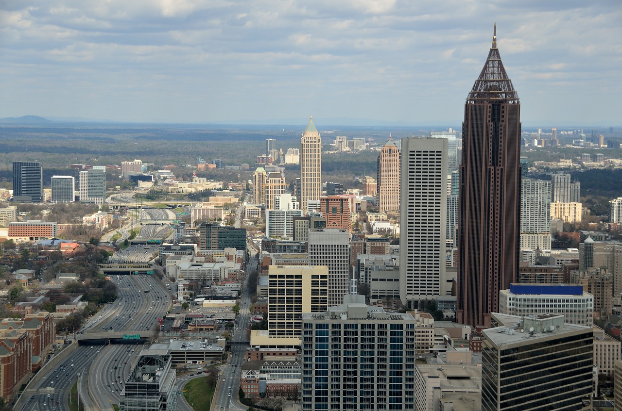 Atlanta, Gruzija, Miestas, Kraštovaizdis, Oro Vaizdas, Centro, Architektūra, Usa, Miesto Panorama, Orientyras