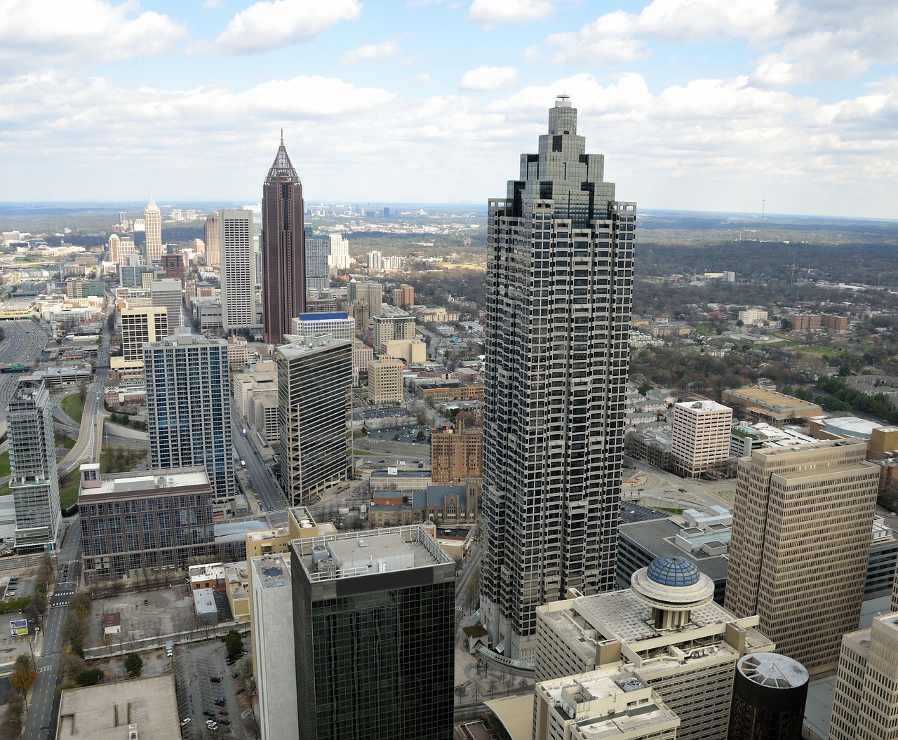 Atlanta, Gruzija, Miestas, Kraštovaizdis, Oro Vaizdas, Centro, Architektūra, Usa, Miesto Panorama, Orientyras
