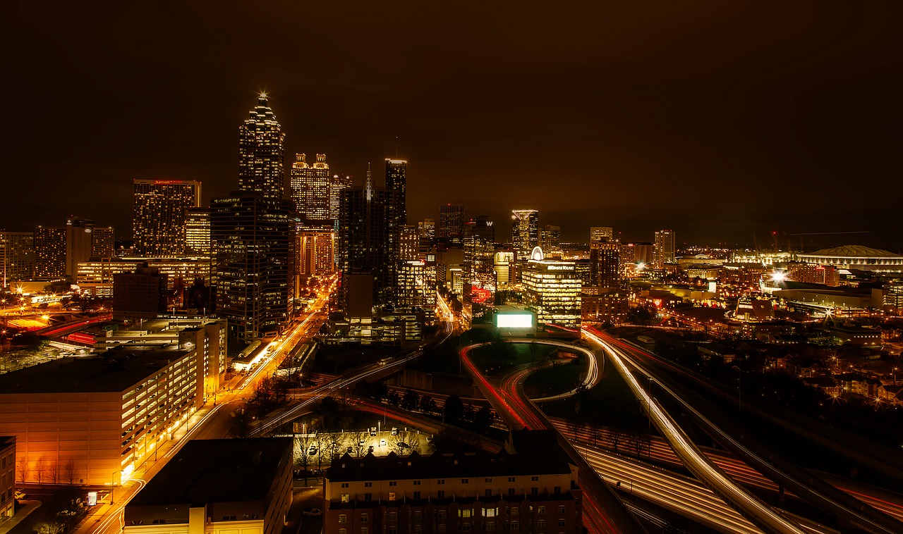 Atlanta, Gruzija, Usa, Miestas, Miesto, Centro, Miesto Panorama, Pastatai, Dangoraižiai, Architektūra