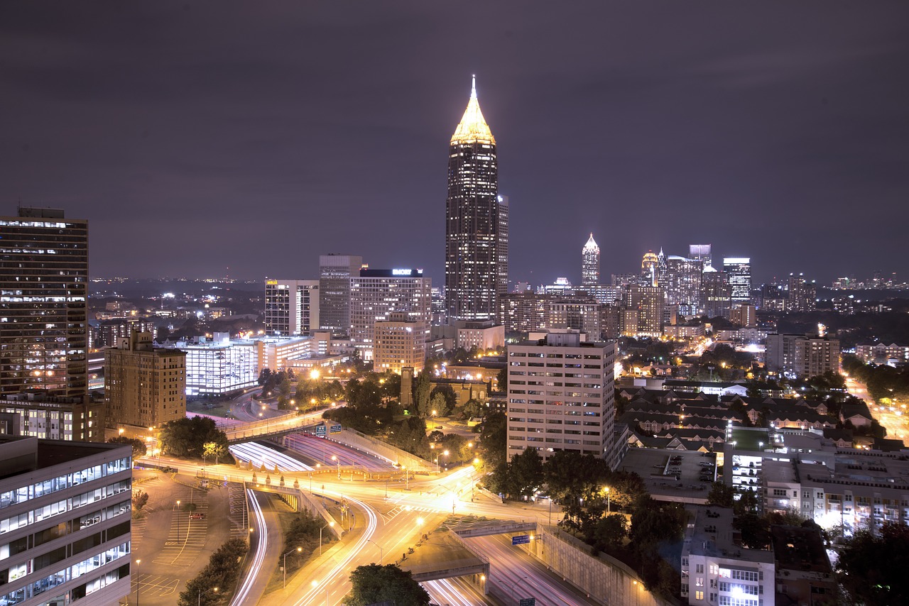 Atlanta, Gruzija, Miestas, Amerikietis, Miesto Panorama, Panorama, Miesto, Pastatai, Ga, Kelias