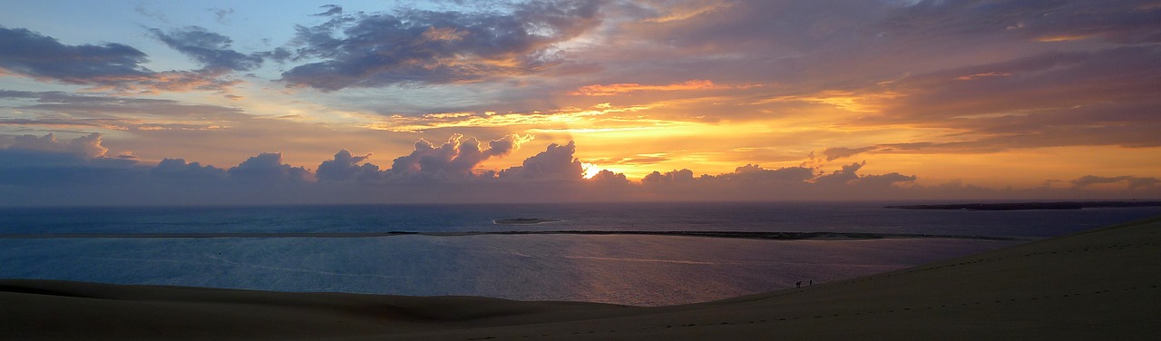 Atlanto Vandenynas,  Prancūzija,  Dune,  Pyla,  Pilat,  Pakrantės,  Atlanto,  Kraštovaizdis,  Dangus,  Saulėlydžio