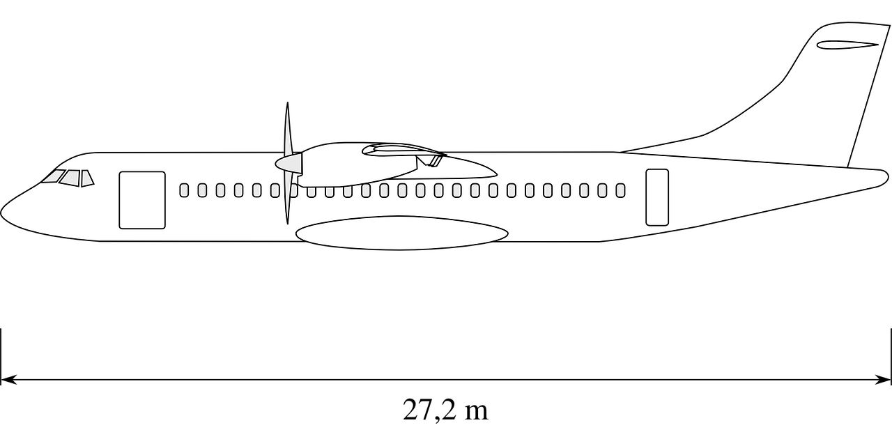 Atr 72,  Orlaivis,  Iš Šono,  Piešimas,  Eskizas,  Lėktuvas,  Planą,  Nemokama Vektorinė Grafika, Nemokamos Nuotraukos,  Nemokama Licenzija