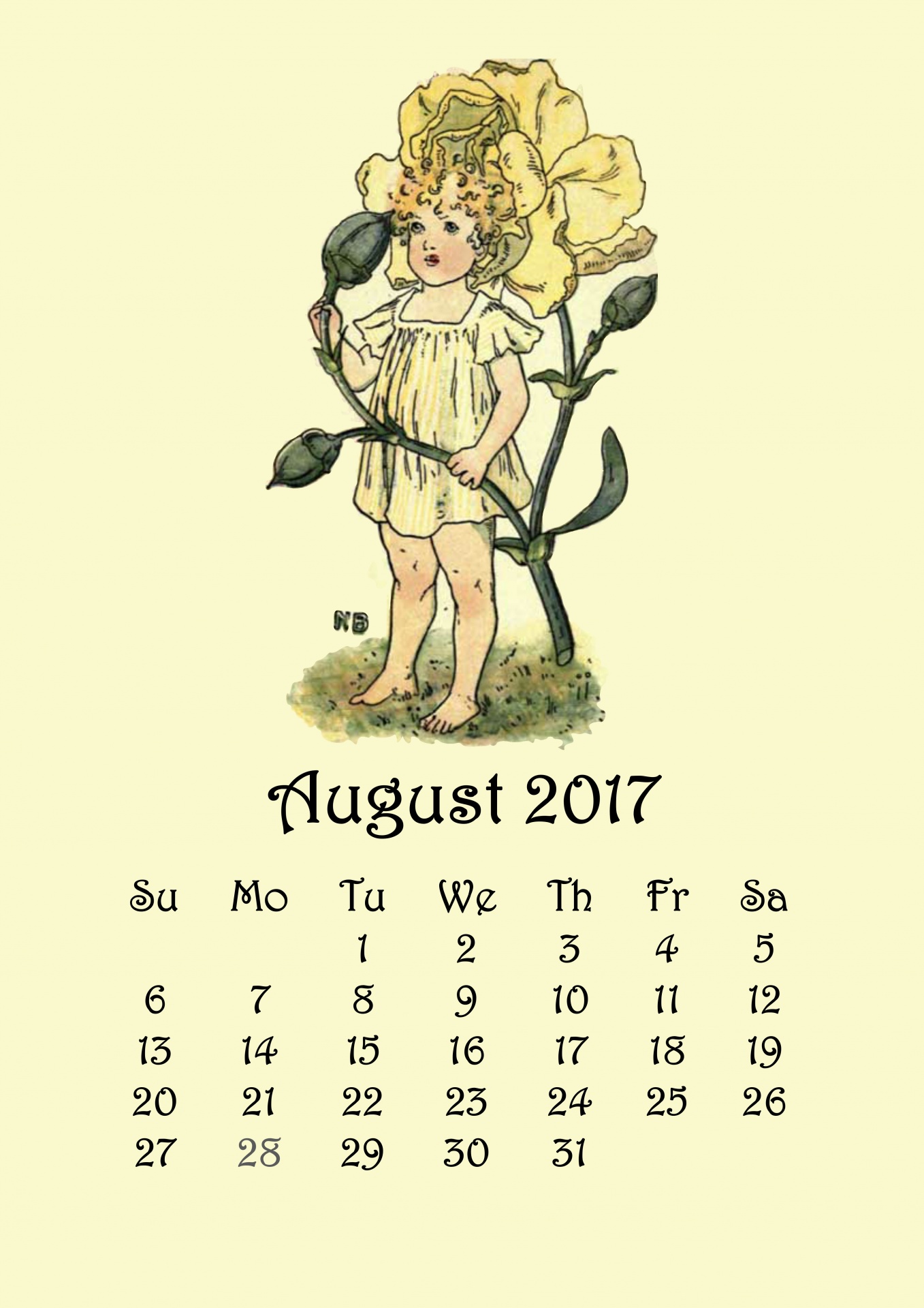 Birželis,  2017,  Kalendorius,  Fėja,  Gėlė,  Nellie & Nbsp,  Benson,  Vintage,  Rožė,  Žalias