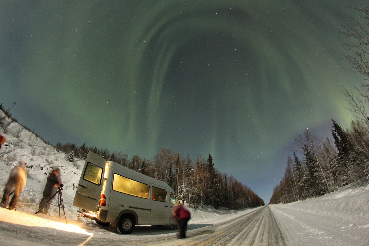 Aurora, Van, Naktis, Alaska, Žiema, Dangus, Borealis, Kelionė, Nemokamos Nuotraukos,  Nemokama Licenzija