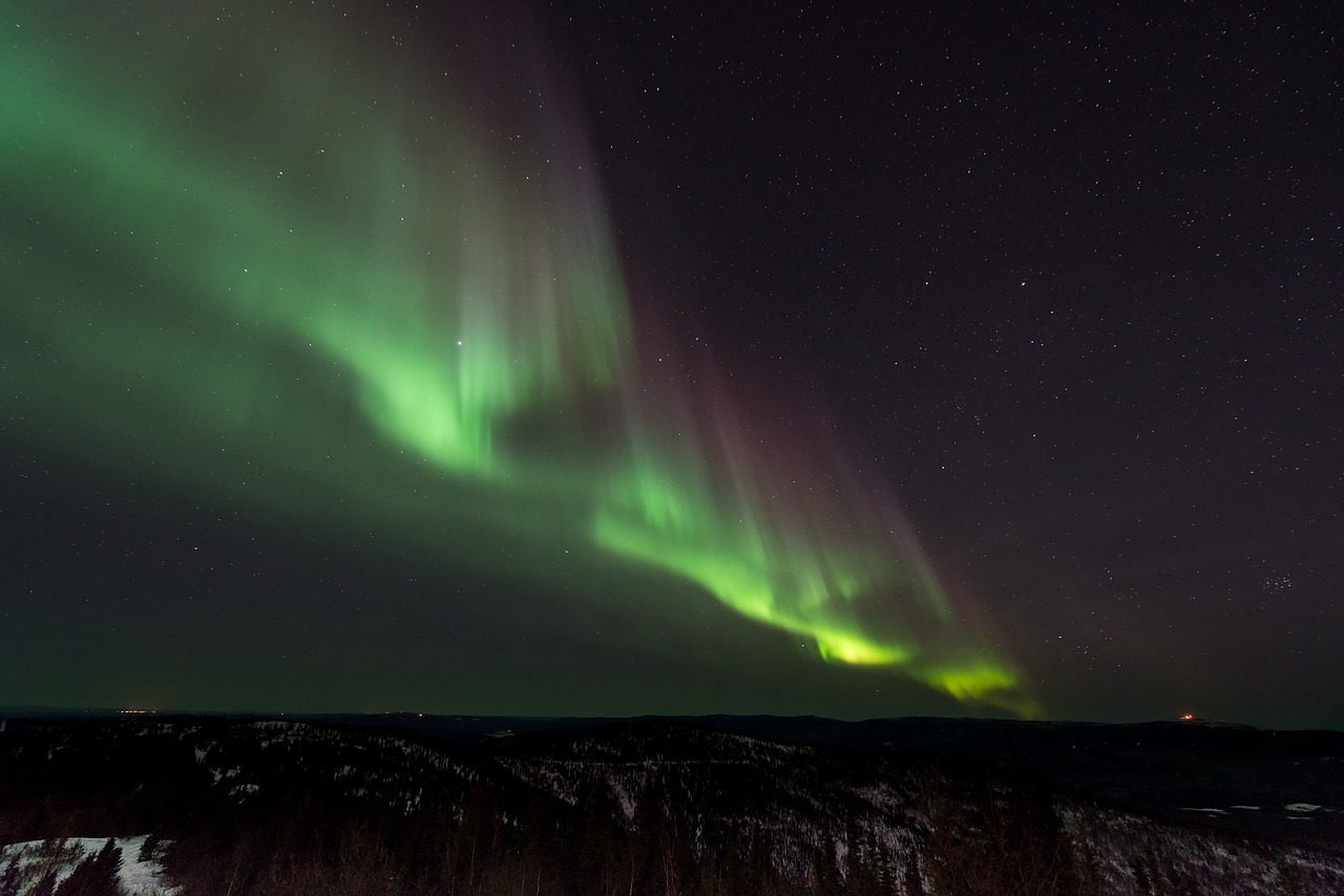 Aurora, Borealis, Šiaurinis, Žibintai, Gamta, Naktis, Dangus, Švedija, Europa, Žalias