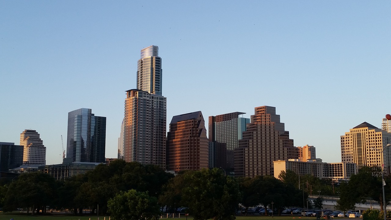 Austin, Texas, Miestas, Panorama, Centro, Architektūra, Miesto, Kraštovaizdis, Saulėlydis, Kapitalas