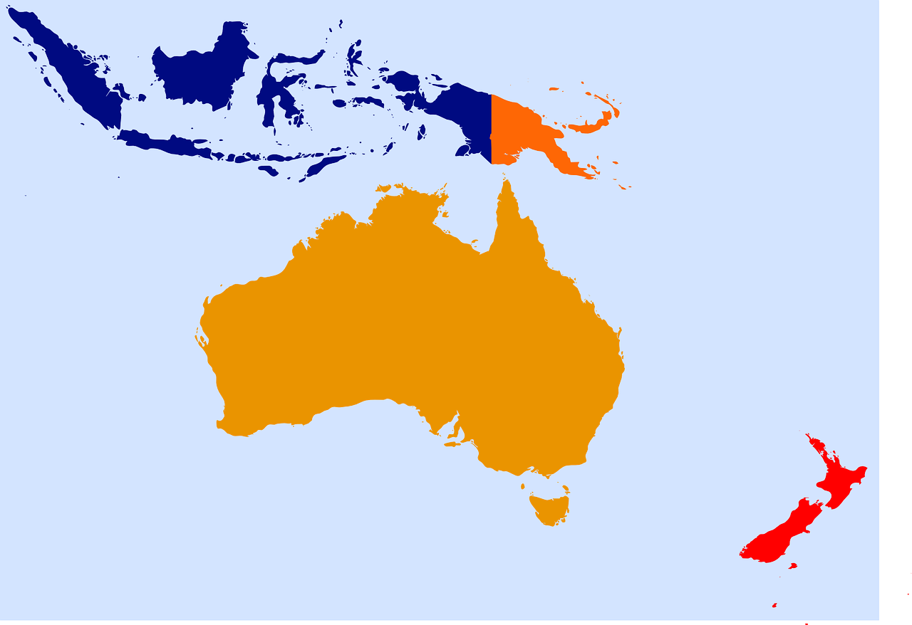 Australia, Okeanija, Naujoji Zelandija, Indonezija, Pietų Jūra, Žemynas, Pasaulio Žemėlapis, Nemokama Vektorinė Grafika, Nemokamos Nuotraukos,  Nemokama Licenzija