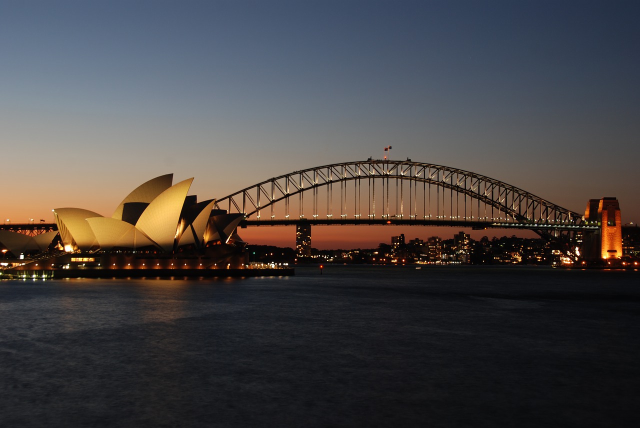 Australia, Saulėlydis, Sidnėjus, Opera, Uosto Tiltas, Dusk, Abendstimmung, Nuotaika, Romantika, Romantiškas