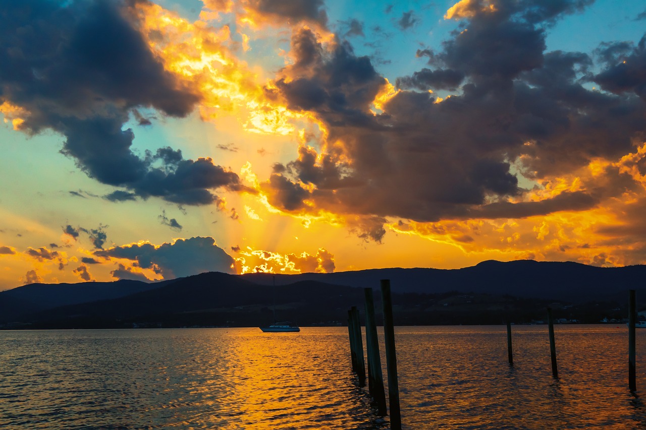 Australia, Tasmanija, Saulėlydis, Vanduo, Aušra, Gamta, Dusk, Kraštovaizdis, Spalva, Saulės Šviesa