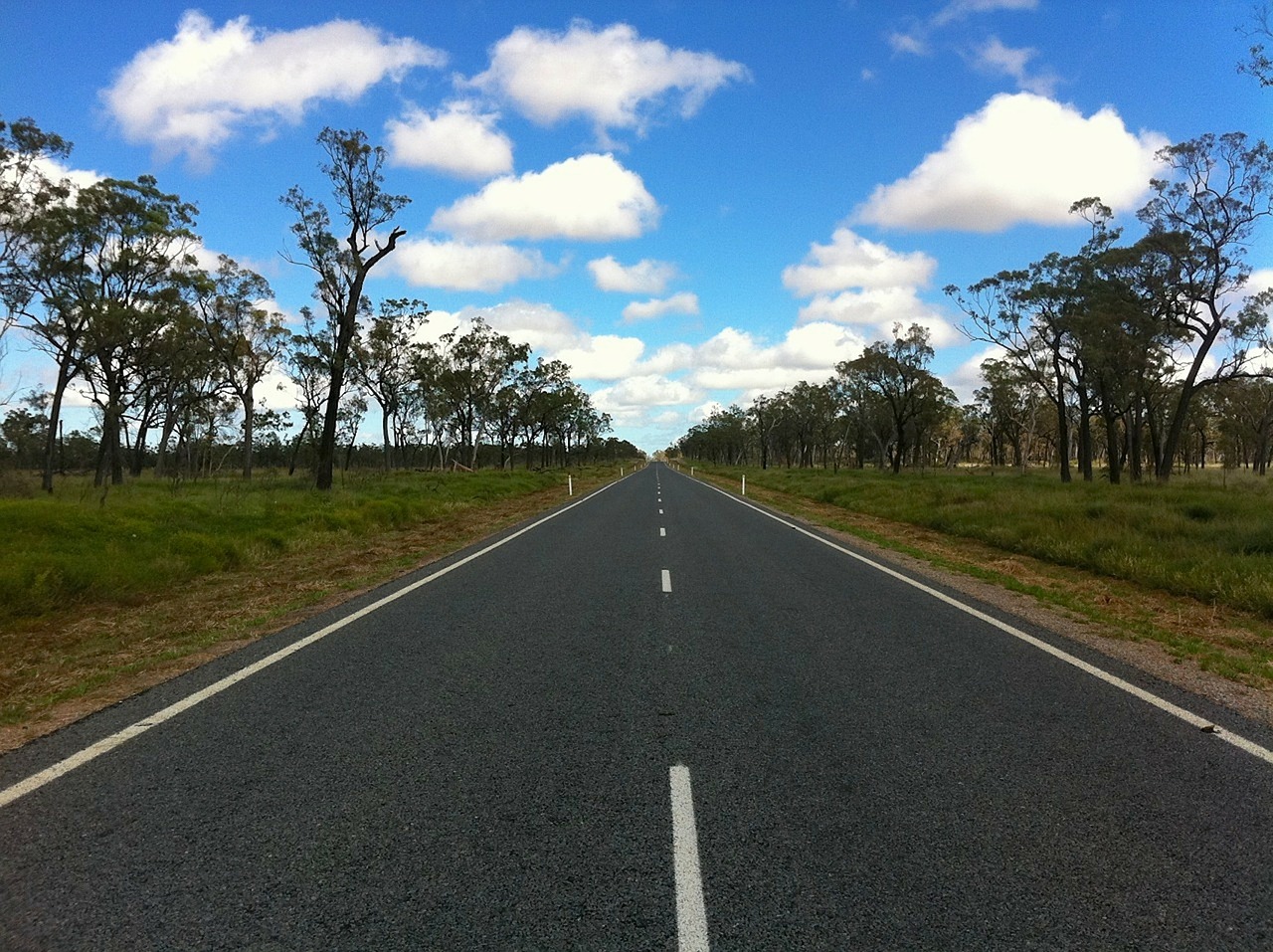 Australia, Gregory Highway, Kelias, Dangus, Debesys, Kraštovaizdis, Vaizdingas, Medžiai, Laukai, Gamta