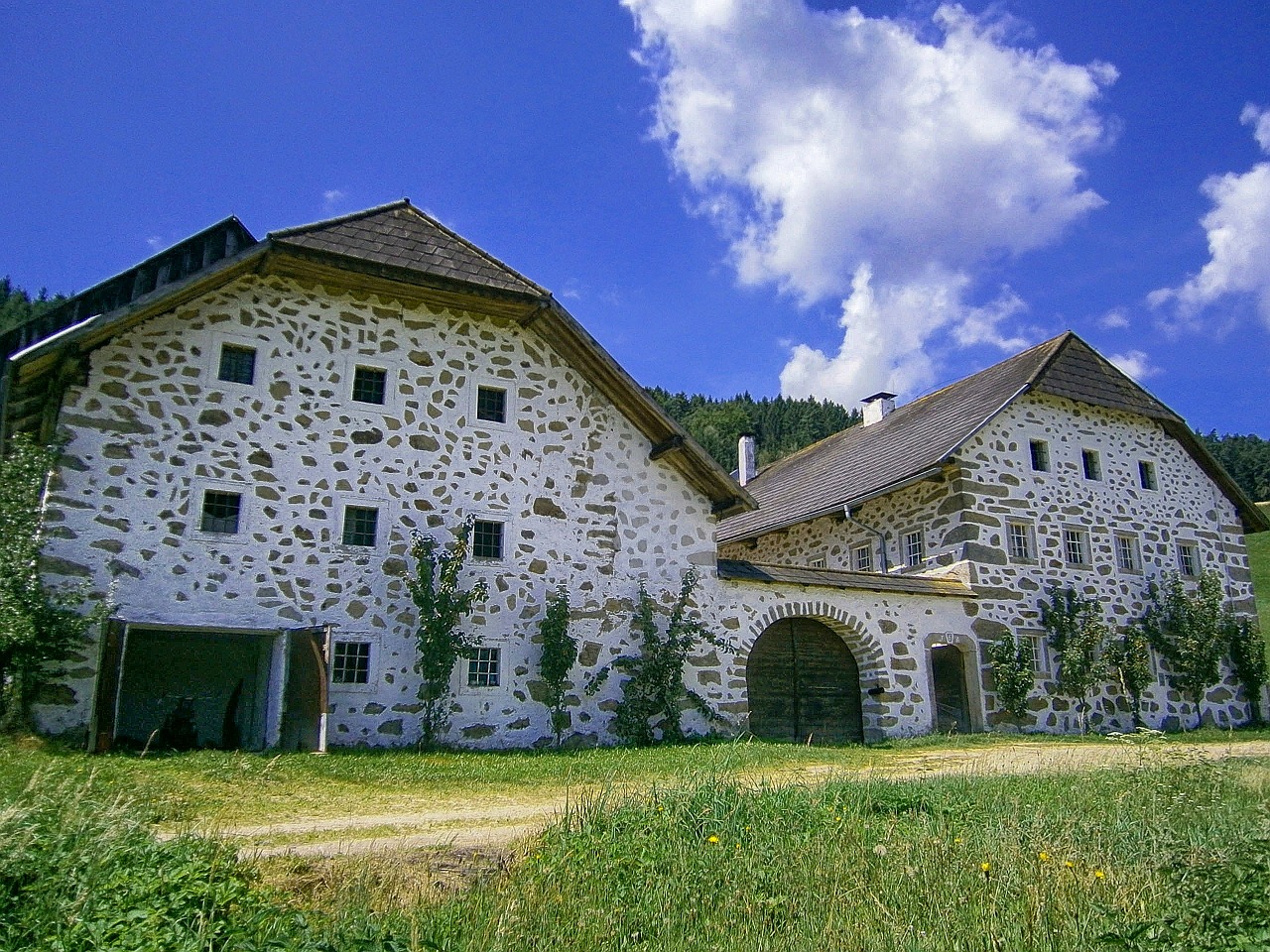 Austria, Pastatai, Tvartas, Namas, Kaimas, Hdr, Dangus, Debesys, Kraštovaizdis, Ūkis