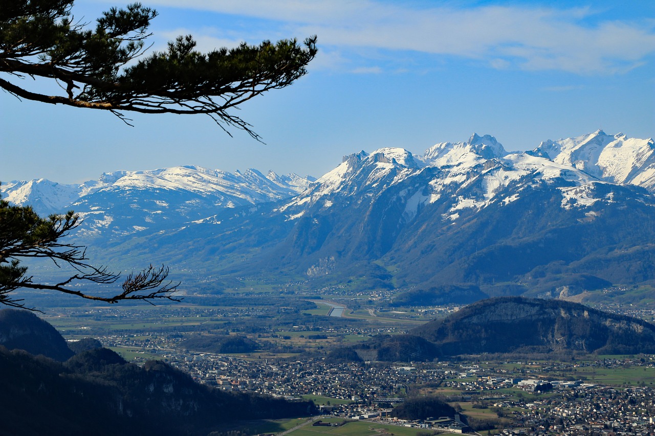 Austria, Emsreute, Hohenems, Vaizdas, Säntis, Alpių, Dangus, Panorama, Sniegas, Appenzell
