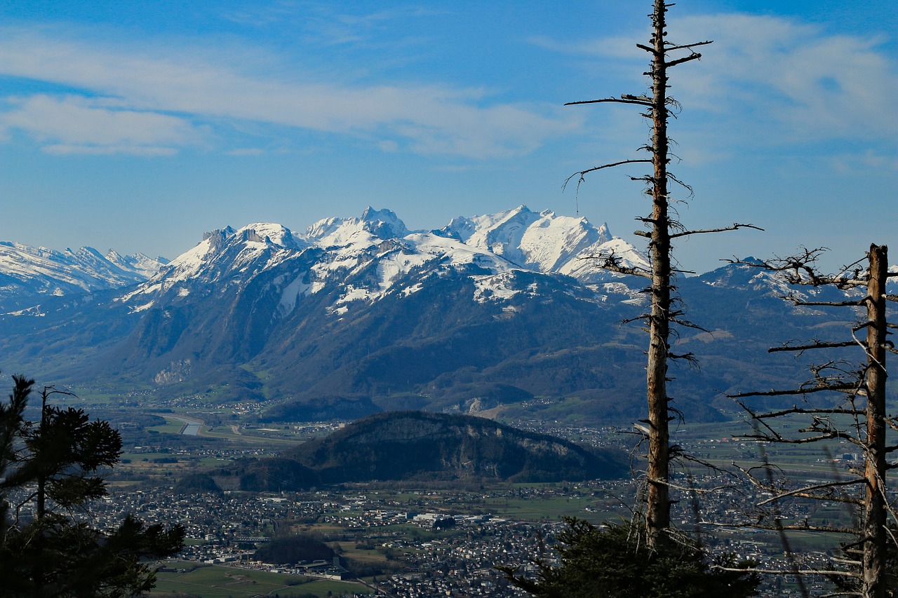 Austria, Emsreute, Hohenems, Vaizdas, Säntis, Alpių, Dangus, Panorama, Sniegas, Appenzell