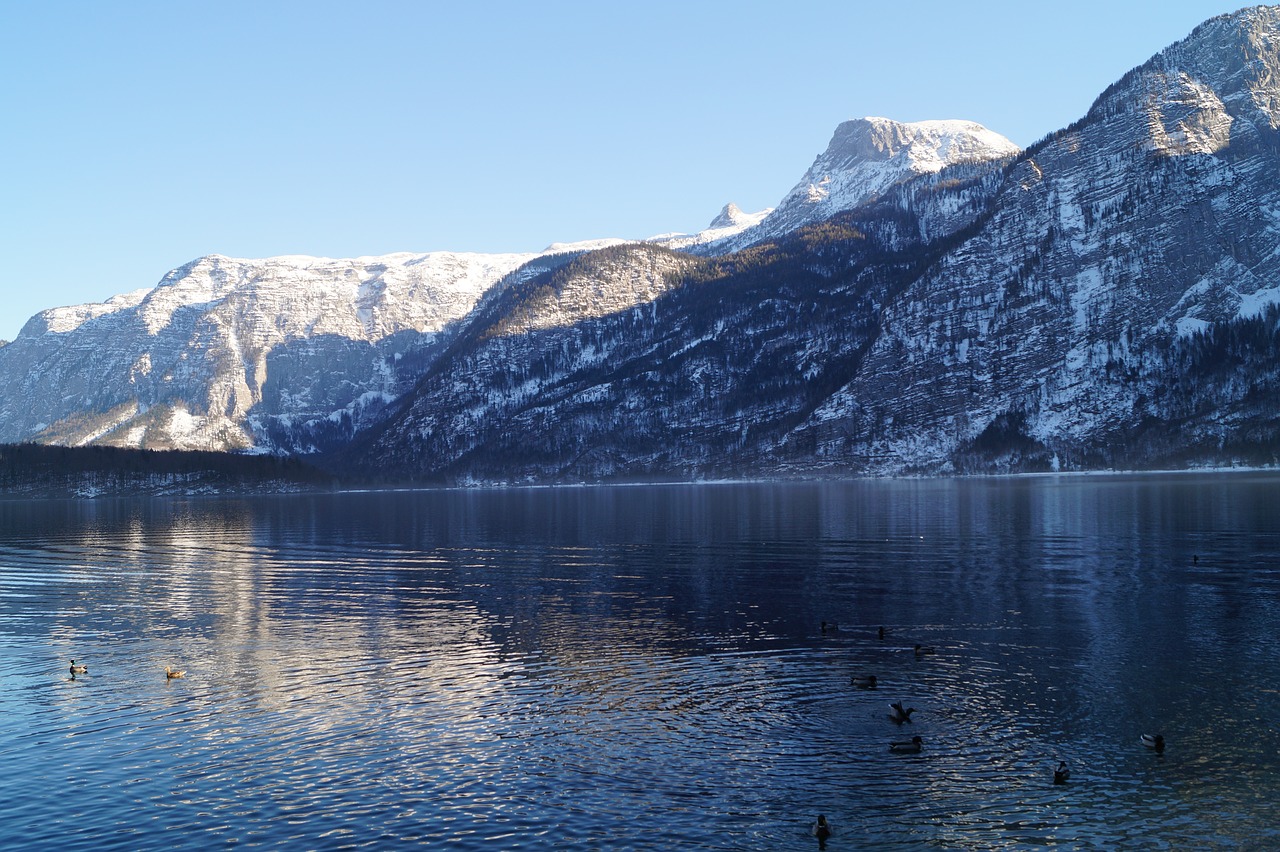 Austria, Hallstatt, Ežeras, Sniegas, Kalnas, Miškas, Vanduo, Riverside, Nemokamos Nuotraukos,  Nemokama Licenzija
