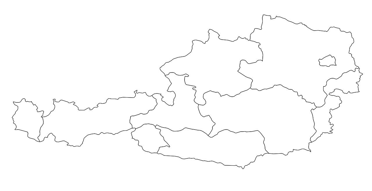 Austria Map, Regionai, Sausumos Sienos, Untitled, Austria, Balta, Nemokamos Nuotraukos,  Nemokama Licenzija