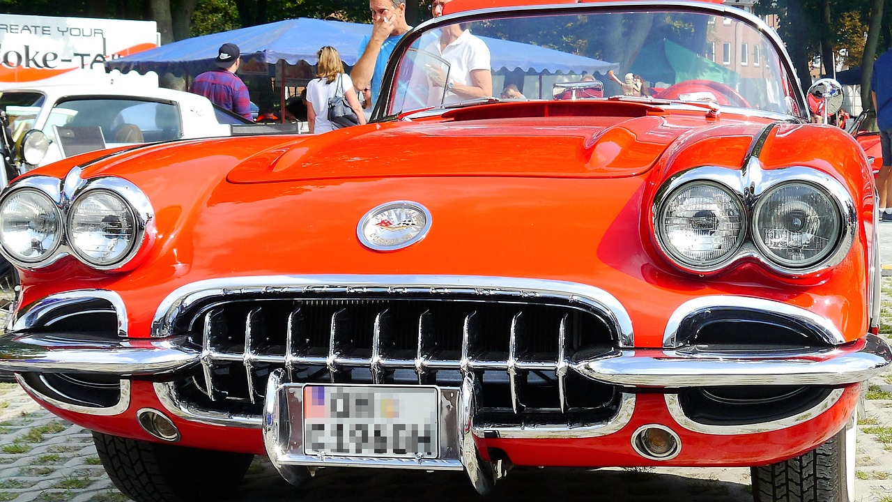 Automatinis, Amerikietis, Oldtimer, Automobiliai, Transporto Priemonė, Nostalgiškas, Corvette, Priekinis, Chromas, Nemokamos Nuotraukos