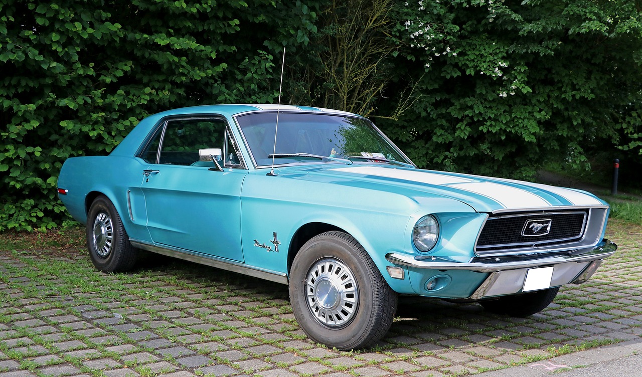 Automatinis, Oldtimer, Klasikinis, Automobiliai, Transporto Priemonės, Pkw, Keleiviniai Automobiliai, Senovinių Automobilių Automobilis, Kietas Paveikslas, Mustangas