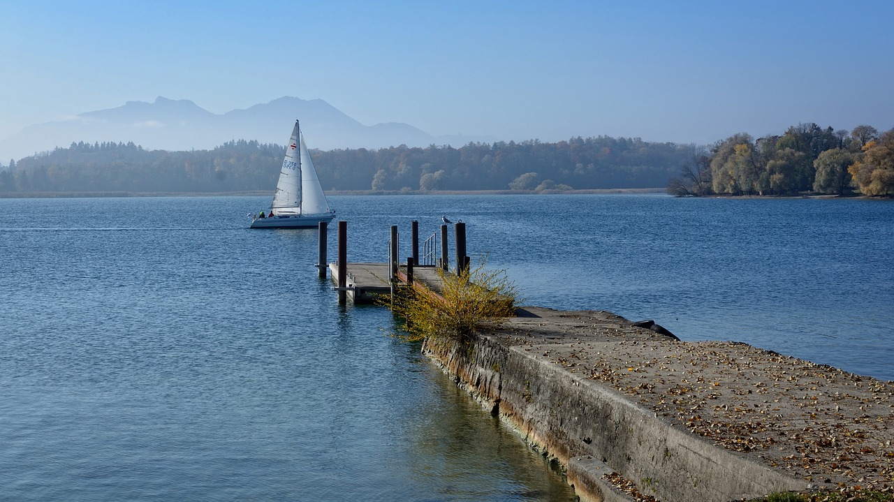 Ruduo, Kraštovaizdis, Chiemsee, Internetas, Prieplauka, Bankas, Ežeras, Vanduo, Mėlynas, Gamta